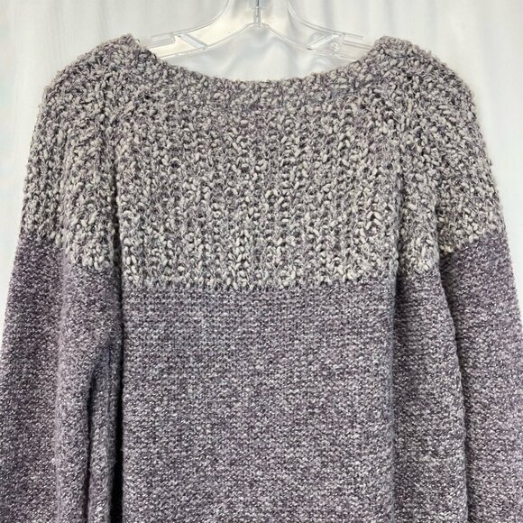 Fate Womens Pullover Sweater Purple/Gray Color Block Long Sleeve Knit Large - Picture 7 of 11